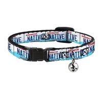 Cat Collar Breakaway with Bell Washington License Plate NATIVE NARROW Fits 8.5-1