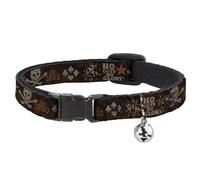Cat Collar Breakaway with Bell Western NO GUTS NO GLORY Skull and Crossbones Bro