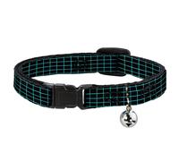 Cat Collar Breakaway with Bell Wire Grid Black/Blue NARROW Fits 8.5-12"