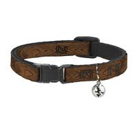 Cat Collar Breakaway with Bell Wood Grain Cherry Wood NARROW Fits 8.5-12"