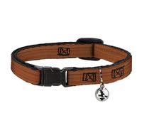 Cat Collar Breakaway with Bell Wood Grain2 Horizontal Reddish Brown NARROW Fits