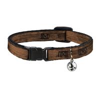 Cat Collar Breakaway with Bell Wood Grain3 Horizontal Brown NARROW Fits 8.5-12"