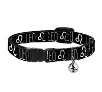 Cat Collar Breakaway with Bell Zodiac LEO/Symbol Black/White NARROW Fits 8.5-12"