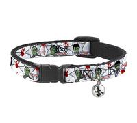 Cat Collar Breakaway with Bell Zombie CHOMP NARROW Fits 8.5-12"