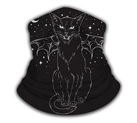 Cat Creepy Monsters Wing Night Sky Moon Stars Pagan Witchcraft Multiuso Sciarpa A Mezza Faccia Durevole Cerchietto per Capelli Scaldacollo per Motocicletta Campeggio Ciclismo