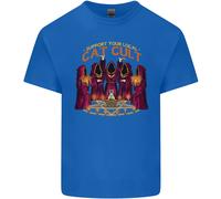 Cat Cult Evil Feline Devil Worship Satanic Uomo Cotone T-Shirt Tee Top