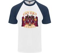 Cat Cult Evil Feline Devil Worship Satanic Uomo S/S Baseball T-Shirt