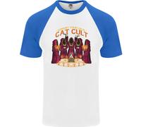 Cat Cult Evil Feline Devil Worship Satanic Uomo S/S Baseball T-Shirt