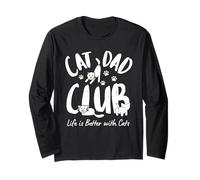 Cat Dad Club, Life Is Better with Cats Funny Cat Dad Meme Maglia a Manica