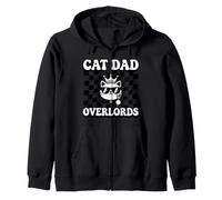 Cat Dad Overlords Funny Feline Master Retro Checkered Felpa con Cappuccio