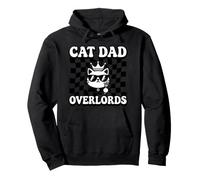 Cat Dad Overlords Funny Feline Master Retro Checkered Felpa con Cappuccio