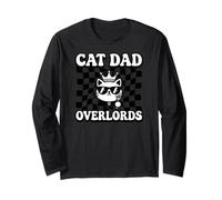 Cat Dad Overlords Funny Feline Master Retro Checkered Maglia a Manica