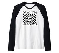 Cat Dad Overlords Funny Feline Master Retro Checkered Maglia con Maniche Raglan
