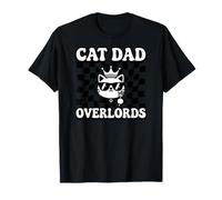 Cat Dad Overlords Funny Feline Master Retro Checkered Maglietta