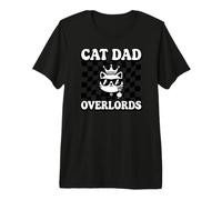 Cat Dad Overlords Funny Feline Master Retro Checkered Maglietta Premium