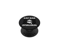 Cat Dad Overlords Funny Feline Master Retro Checkered PopSockets PopGrip Adesivo