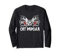 Cat Dadcula Kitty Dracula Vampire Cat Dad Halloween Costume Maglia a Manica