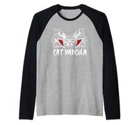 Cat Dadcula Kitty Dracula Vampire Cat Dad Halloween Costume Maglia con Maniche Raglan