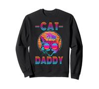 Cat Daddy Retro Vintage 80s Style Funny Kitty Cat Dad Lover Felpa