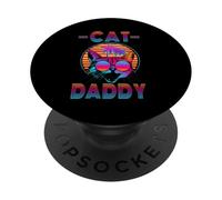 Cat Daddy Retro Vintage 80s Style Funny Kitty Cat Dad Lover PopSockets PopGrip Adesivo