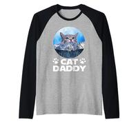 Cat Daddy Sunset Funny Kitty Father's Day Cats Lover Maglia con Maniche Raglan