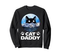 Cat Daddy Sunset Graphic Funny Kitty Black Cat Lover Felpa