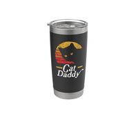 Cat Daddy Vintage Eighties Style Cat Retro Distressed Bicchiere termico in acciaio inox doppia parete