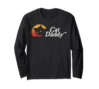 Cat Daddy Vintage Eighties Style Cat Retro Distressed Maglia a Manica