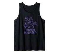 Cat Dinner Manager Divertente Felino Fish Amante Canotta