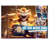 Cat dog music band (Wall Calendar 2026 DIN A2 landscape), CALVENDO 12 Month Wall Calendar: Cats and dogs making music together