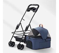 Cat Dog Pet Strollers with Detachable Cup Holder, Premium Pushchair Dog Strollers for Small Medium Dogs Lightweight Pram Breathable Zipperless Entry Cat Stroller 360° Wheels(Blue)