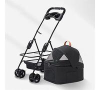 Cat Dog Pet Strollers with Detachable Cup Holder, Premium Pushchair Dog Strollers for Small Medium Dogs Lightweight Pram Breathable Zipperless Entry Cat Stroller 360° Wheels(Black)