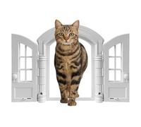 Cat Door For Window,Escape-Proof Small Breed Gate - With Double Panels French Style Exterior Cat Door 9.45x10.83x2.83in,for Bedroom Garage Interior Outdoor Wall Doorway Patio House