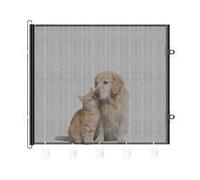 Cat Door Gate, Pet Safety Barrier, Telescopic Mesh Design with No Drill Easy Installation, Childproof Fence for Stairs, Hallways, Small Medium Large Pets, Baby, Toddler, Bunny, Gray Colored