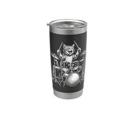 Cat Drumming Rock And Roll Kitten Drummer Suonare la batteria Bicchiere termico in acciaio inox doppia parete