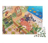 Cat e Girl Puzzle 1000 Pezzi Riciclato Materiale Cozy Home Puzzles for Ragazzi e Ragazze Dai 6 Anni in Su Educativo Game Sfida Parent Child Giocattolo 52x38cm/1000pezzi