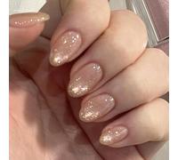 Cat Eye Glitter Press On Nails 30PCS mandorla corta per lusinghiero letto unghie Fit e multi angolo riflesso della luce