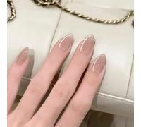 Cat Eye Press On Nails 30pcs Short Almond per milky Apricot Cat(W2220 Box) | per stunning cat eye per shimmer, short almond shape, per milky apricot , 30 pieces per set, elegant daily style
