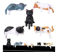 Cat Figure - Premium 5-Piece Resin Kitten Decor Set, Features High-Density Impact-Resistant Resin And UV-Shield Protective Coating For Lasting Vibrancy | Includes Automotive-Grade Secure-Mount Adhesiv