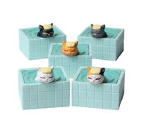 Cat Figurine, Bath Time Kitten Statue, Cute Desktop Mini Figurine with 3.5x3cm Size, Hot Tub Cat Ornament, Home Garden Yard Decoration, Cats Lover Collectible Accessory Collectible Decor Accessory