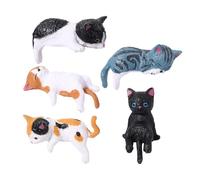 Cat Figurines - Cartoon Resin Home Decor | 5 Pieces Kitten Figurines Desk Decor | Cute Sleeping Cat Statue Set For Desk Shelf Living Room Bedroom Office Truck SUV Vehicle Dashboard Computer Women Girl