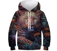 Cat Fireman3 Felpa per bambini Ragazzi Ragazze Felpe Autunno Top Casual Maglione Ragazza Vestiti Manica Lunga Divertente Cool Pullover, Il leopardo fiorito, 9-11 Years