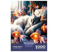 Cat Fish Fur Glow 1000 Pezzi Puzzle Premium Surreal Aquatic Charm Set Puzzle Cartone Premium - Anziani Appassionati, Allenamento Concentrazione, Regalo Inaugurazione E Pause Ufficio 38x26cm/1000pcs