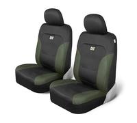 CAT® Flexfit Automotive Coprisedili per Auto, Camion e SUV (Set da 2) - Coprisedili Neri per sedili Anteriori e Camion, con Bordo Verde a Nido d'Ape, coperture Interne per Auto