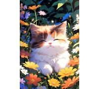Cat Flower Notebook: Sleeping Calico Cat: Cute Floral Illustration | 100 Lined Pages | 6x9 Inch Journal