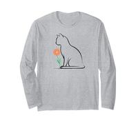 Cat Flower Pot Floral Kitty Drawing Garden Gardening Maglia a Manica