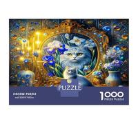Cat Frame Flower 1000 Pezzi Puzzle Classico Elegant Mirror Bundle Puzzle Cartone Extra Spesso - Preferito Dai Collezionisti, Relax Mentale, Pause Ufficio, Viaggio E Regali Festivi 70x50cm/1000pcs