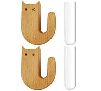 Cat Fridge Magnets- 2 Piece Mini Vase Magnet for Home and Office Decor, Cute Wooden Magnetic Flower Vase Glass Tube, Decorative Plant Display for Kids Women Flowers Lovers, 1.77x2.36x0.86 Inches