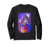 Cat Galaxy Flying Cupcake Space Kitty Adventure Maglia a Manica