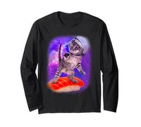 Cat Galaxy Flying Sushi Space Kitty Adventure Maglia a Manica